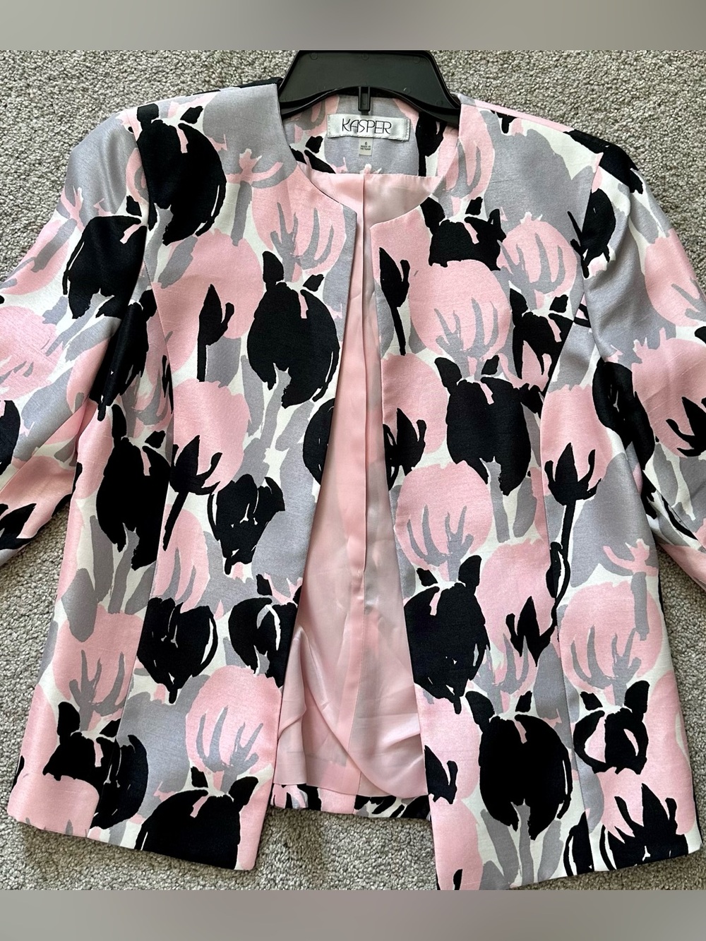 Kasper Pink Gray Floral Jacket/blazer size 6